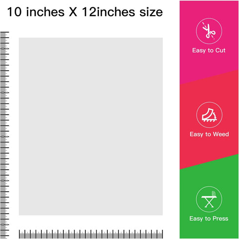 JANDJPACKAGING Heat Transfer Vinyl HTV Bundle - 5 White and 5 Black 12" X 10" Iron on Vinyl, HTV Vinyl for Cricut Silhouette Cameo Heat Press Mach...