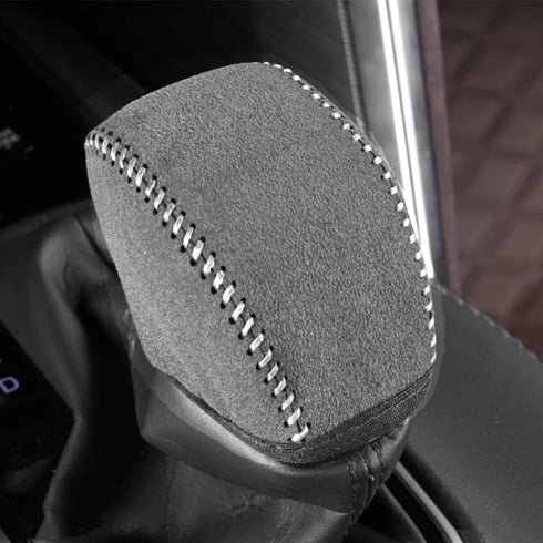 Leather and Suede Car Gear Shift Knob Cover for 2019 2020 2021 2022 Toyota RAV4,Black with Beige Stitiches...