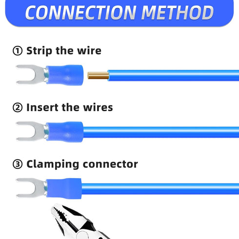 300 Pcs Blue 16-14 AWG Insulated Fork Spade U-Type Wire Connector Electrical Crimp Terminal...
