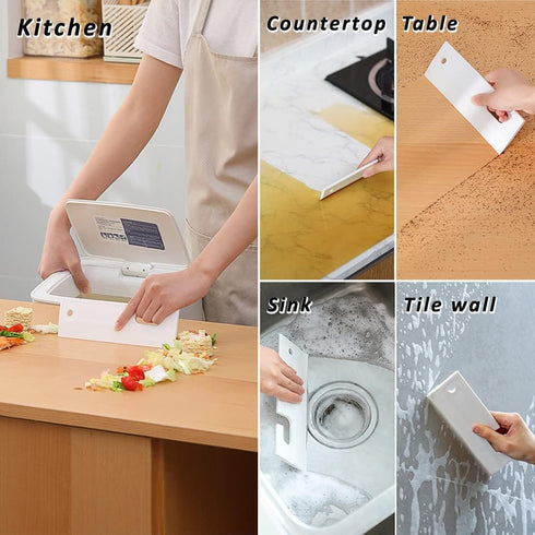 White Silicone Squeegee with Hanging Hole, Water Blade for Cleaning Kitchen Countertops Sink, Bathroom Shower Mirrors Glass, Car Windows Wiper Scr...