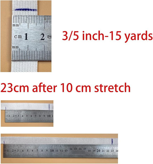 3/5 Inch x 15 Yards White Elastic Sewing Bands Knit Elastic Spool (0.6Inch)...