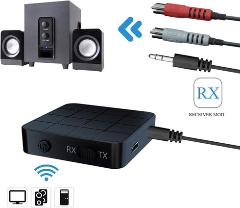 KN321 Wireless Bluetooth 5.0 Audio Transmitter Receiver, 2 in 1, TV Computer Adapter, Audio Transmitter and Receiver one Key Switch, high Compatib...