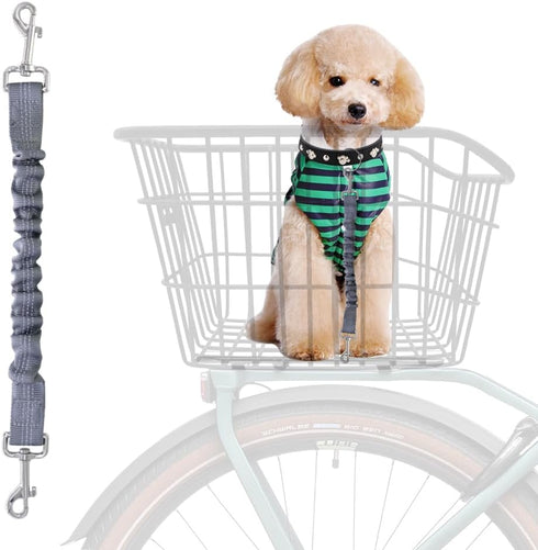 Dog Seat Belt for Bike Basket, Retractable Bicycle Dog Seatbelt, Elastic Pet Safety Leash Harness for Cat, Dog Leash Extension Attachment Shock Ab...