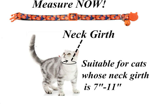 BoomBone 2 Pack Cat Halloween Collar,Pumpkin and Purple Dog Collars for Small Dogs...