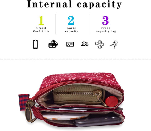 5 Pockets Canvas Crossbody Bag Purse for Women Summer Beach Bag Shoulder Bags Phone Bag Travel Bag Pouch Bags...