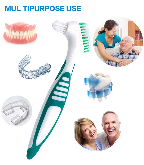 Premium Hygiene Denture Cleaning Brush Set, Multi-Layered Bristles & Ergonomic Rubber Handle, for Denture Care(Pack of 2)...