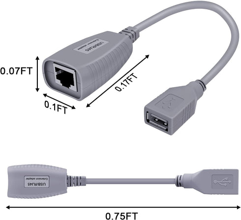 USB to Cat5 Adapter, USB Extender Ethernet Up to 164ft/50m, Supports USB1.1 Protocol, USB Over Cat5 Compatible with USB2.0 Mouse, Keyboard, U Disk...