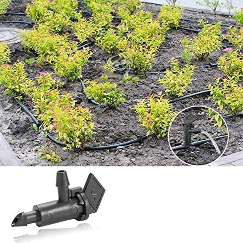 Lxcom Lighting 100 Pack 1 GPH Flag Drip Emitter Drip Emitters 4L/H Emitter Sprinkler Drippers System Parts Connect 4mm/7mm Hose for Lawn Vegetable...