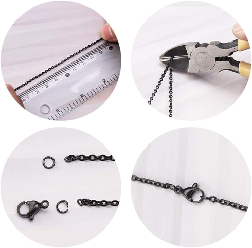 33 Feet Black Stainless Steel Flat Cable Chains Link Spool Bulk with 20 Lobster Clasps and 50 Jump Rings for Pendant Necklace Jewelry DIY Making...