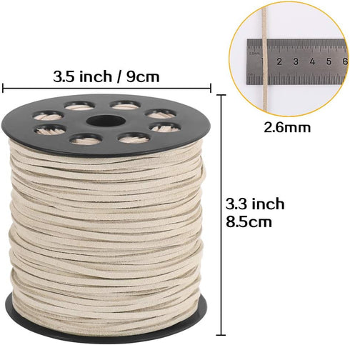 Tenn Well 2.6mm Suede Cord, 100 Yards Flat Faux Leather Cord String for Necklaces, Bracelets, Jewelry Making, Beading and DIY Crafts (Ivory)...