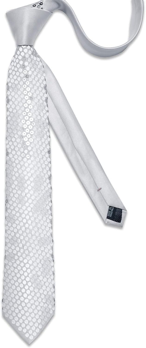 DiBanGu Mens Sequin Skinny Tie and Pocket Square Set,Shiny Solid Satin Slim Necktie for Party Wedding...