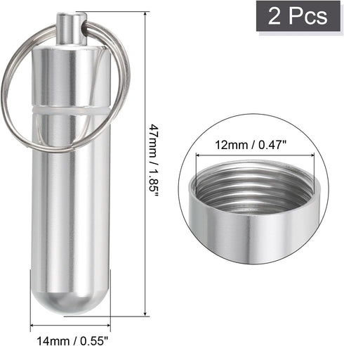uxcell Toothpick Holder, 2Pcs - Aluminum Alloy Portable Toothpick Case, Waterproof Toothpick Holder Pocket with Keychain for Outdoor Picnic Campin...