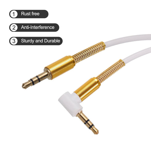 MECCANIXITY 3.5mm TRS Aux Cable Male to Male Auxiliary Audio HiFi Headphone Cord 3.3ft Nylon Braided for Phone Headphone Speaker Stereo Echo, Whit...