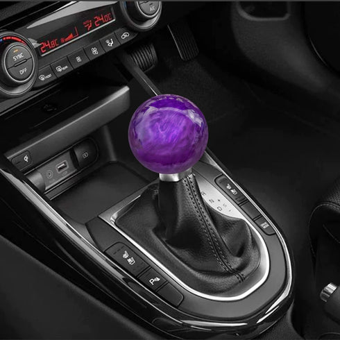 Purple Weighted Round Ball Shift Knob M12*1.25 Universal Marble Style Gear Shifter Knobs Fit for 5 6 Speed Manual Vehicles with Three Adapters M8*...