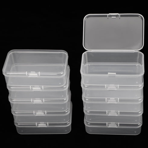 10 Packs Small Clear Plastic Beads Storage Containers Box Transparent Boxes with Hinged Lid for Small Items, Jewelry, Crafts (3.34 x 2.16 x 1 in)...