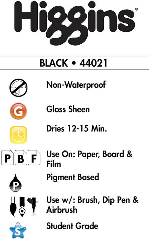 Higgins Pigmented Drawing Ink, Black, 1 Ounce Bottle (44021)...