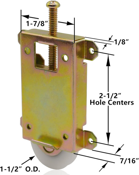 Sliding Mirror Closet Door Rollers Replacement Hardware Fits Contractors Part #W8020C or Hard 1775 Wardrobe Doors Wheels, 1-1/2" Durable POM Conca...