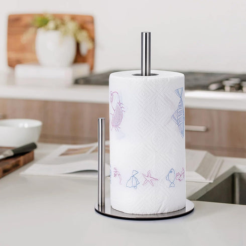 Silver Paper Towel Holder Kitchen Roll Holder, One-Handed Operation Tissue Paper Rack, Premium Stainless Steel Bathroom Chorme Paper Towel Holder ...
