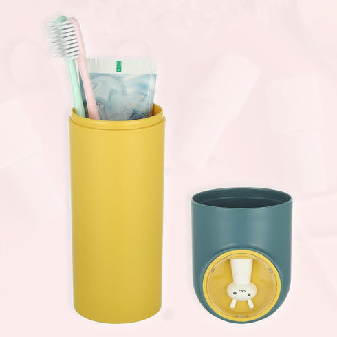 VOCOSTE Toothbrush Travel Case, Plastic, Lightweight Traveling Toothbrush Holders Case, for Travel Business, Yellow Blue, 7.87"x2.28"...
