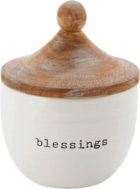 Mud Pie Blessings JAR, White, jar 6"" x 4 1/2"" Dia | Slip 2 1/4"" x 2 1/2"""...