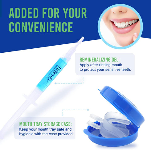 VieBeauti Teeth Whitening Kit - 5X LED Light Tooth Whitener with 35% Carbamide Peroxide, Mouth Trays, Remineralizing Gel and Tray Case - Built-in ...