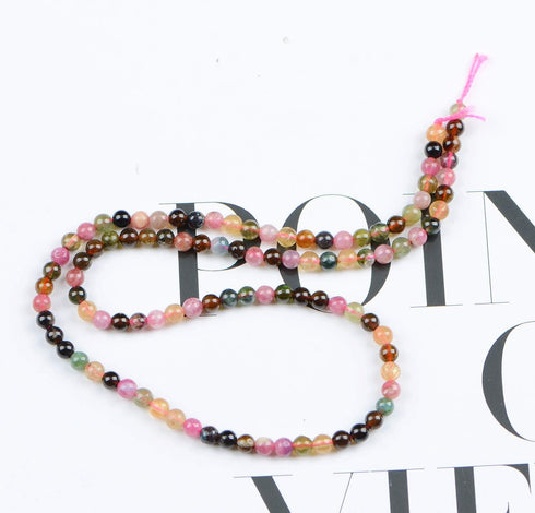 AD Beads Natural Watermelon Tourmaline Round Gemstone Beads15.5 (4mm)...