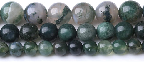 32PCS 12MM Natural Moss Agate Stone Beads Energy Healing Beads for DIY Jewelry Bracelet Necklace Making for Jewelry Making15Inch...