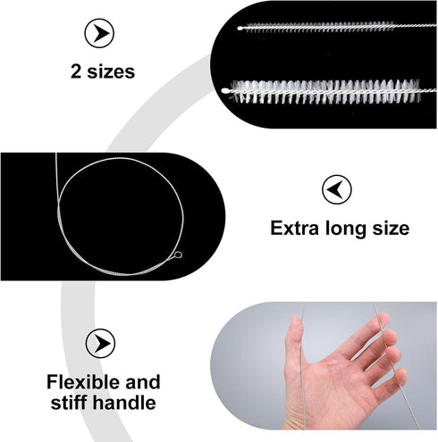4PCS Straw Cleaners 40 Inches Straw Cleaner Brush Extra Long, Slim Wire Sink Drain Brush for Straw, Kegerator, Feeding Tube, Siphon Hose, Sunroof ...