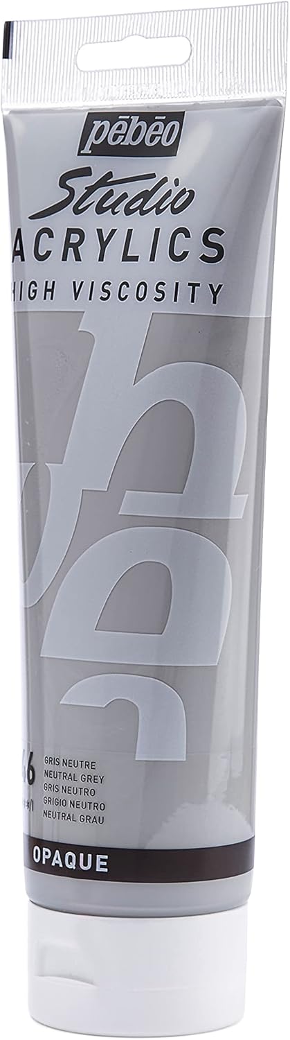 Pebeo Studio Acrylics High Viscosity, Fine Acrylic, 250 ml - Neutral Grey...