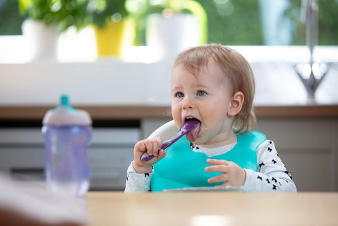 Tommee Tippee Easi-Roll Baby Bib, Crumb & Drip Catcher, Pink & Teal - 7+ Months, 2 Count...