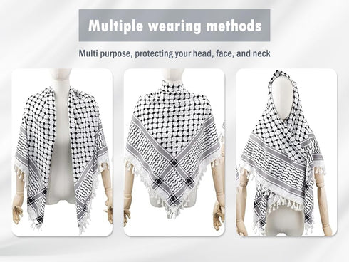 Scarf Arab Wrap with Tassel, Muslim Headscarf, Square Scarf, Head Neck Scarf, Muslim Turban, Arabic Tassel Scarf, for Muslim Ramadan Islamic Decor...