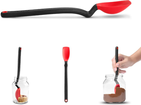 Dreamfarm Mini Supoon Non-Stick Sit-Up Silicone Scraping Cooking Spoon, Jar Scraper Measures 5ml Tsp - 8" Red...