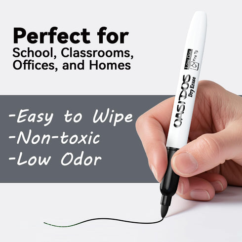 Dry Erase Markers Fine Tip - 24 Pack Fine Point Thin Black White Board Markers Bulk, Low Odor Whiteboard Markers for Office Classroom School White...