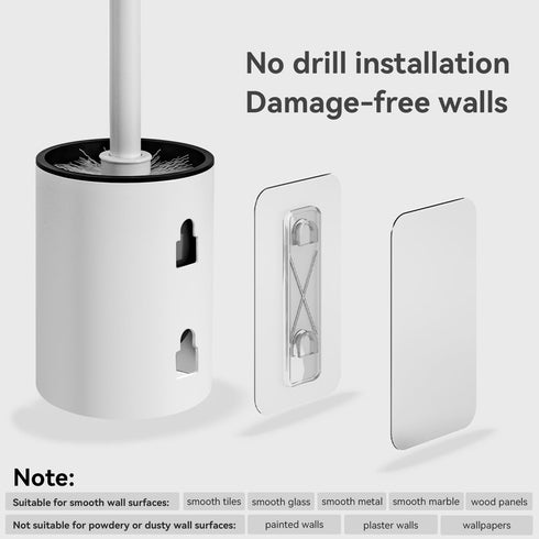 Aluminum Toilet Bowl Brush and Holder Set, Toilet Scrubber with Metal Handle Holder Durable Bristles for Bathroom Cleaning, Wall Mounted Floor Sta...
