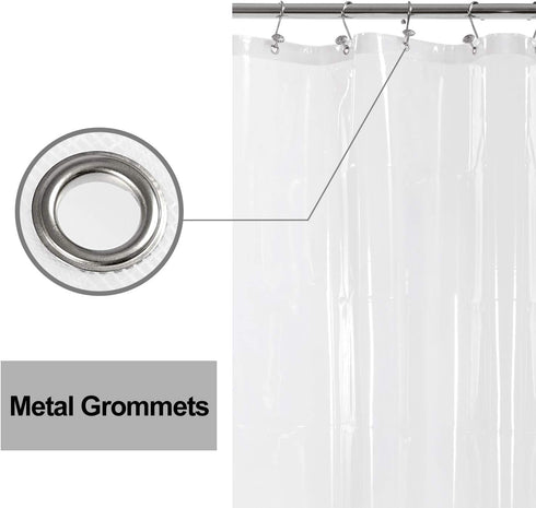 Barossa Design Extra-Long Shower Curtain with 84 inches Height (72x84),PEVA - Waterproof,Eco-Friendly, Non-Toxic, Odorless, PVC Free, Metal Gromme...