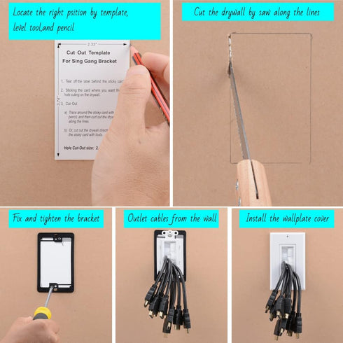 Brush Wall Plate Deco Bristle Insert with Single Gang Mounting Bracket for Low Voltage Cable Pass Through HDTV HDMI Home Theater Networking Wires ...