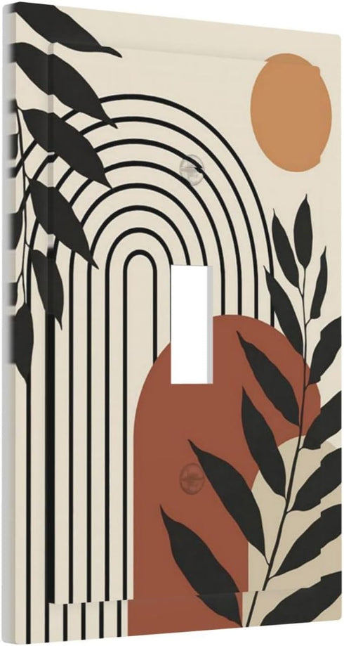 Abstract Boho Mid Century Single Toggle Light Switch Plate Decorative 1 Gang Wall Plate Cover Electrical Switchplate Faceplate for Home Wall Panel...