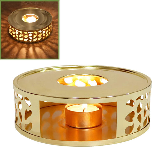 KAYCROWN Teapot Warmer, Stainless Steel Tea Warmer with Candle Holder, Candle Heater for Heating Tea, Coffee and Milk, Universal Teapot Heater...