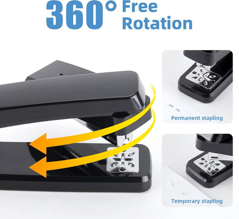 Deli/EZWORK Swing-Arm Swivel Stapler, 25 Sheets Capacity, 360 Degree Rotate Desk Staplers with 1000 Staples for Booklet or Book Binding, Black...