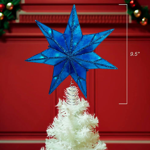 Kurt S. Adler Kurt Adler 10-Light 7-Point Capiz Star Treetop, Blue, White...
