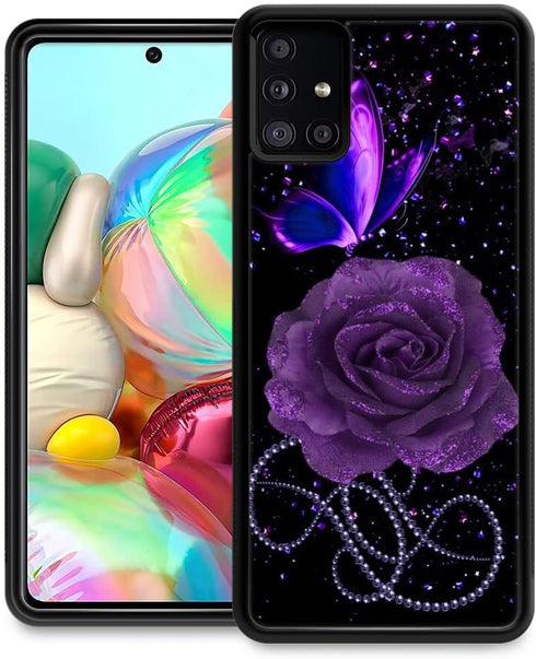 ZHEGAILIAN Case Compatible with Samsung Galaxy A03S 4G Case,Starry Purple Rose Butterfly Galaxy A03S 4G Cases for Girls,[Non-Slip Shock Absorption...