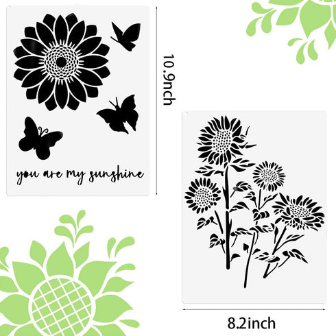 Sunflower Stencil (A4) - Reusable Sun Flower Stencils DIY Template for Art and Crafts for Painting on Wood, Canvas, Paper, Fabric, Wall, Furniture...