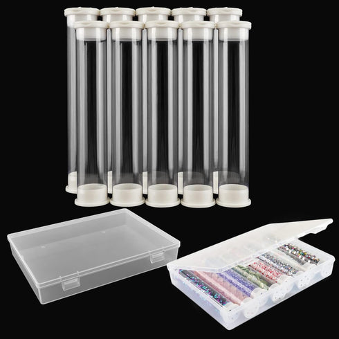 11Pcs large Clear Plastic Empty Tubes Storage With Clear Storage CaseTransparent Plastic Test Tube Container both ends Lid Tubes Bead Container an...