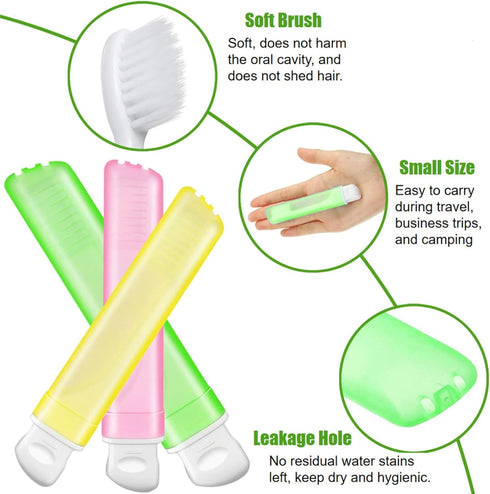 WSSROGY 10 Pack Travel Toothbrush Bulk Folding Toothbrush with Toothbrush Box Potable Travel Toothbrush for Travel Camping Home...