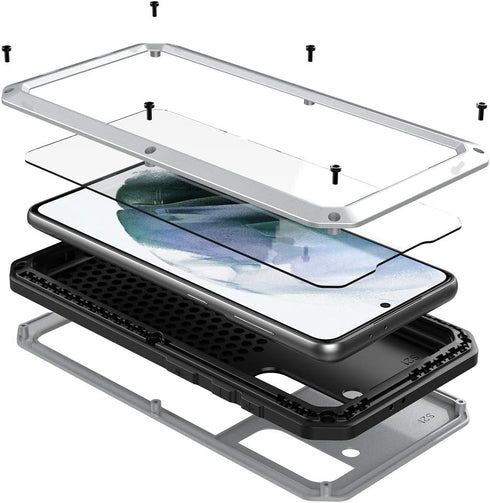Marrkey Metal Case for Galaxy S21 Case,Full Body Protective Cover Heavy Duty Shockproof Tough Armour Aluminum Alloy Case with Silicone Built-in Sc...