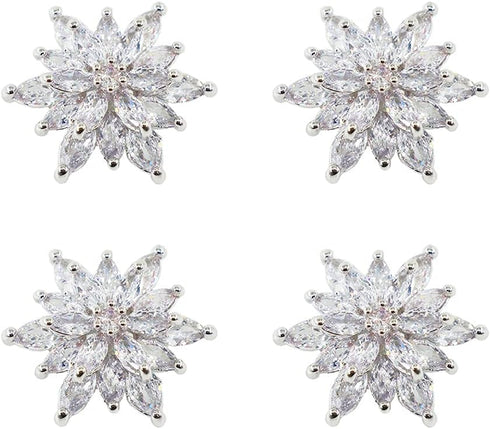 Jerler 4 Pcs Zircon Sliver Rhinestone Buttons Crystal Embellishments Sew on Clothing Buttons for Decoration and DIY...