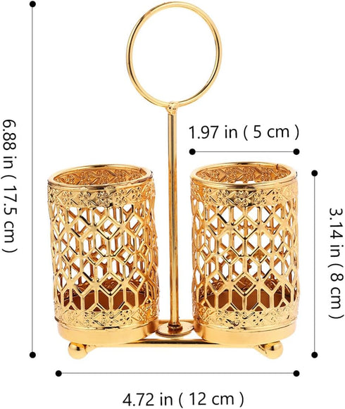 Hemoton Golden Utensils Holder Rotating Metal Utensils Holder Silverware Organizer Cutlery Holder Fork Spoon Flatware Storage Basket for Counterto...