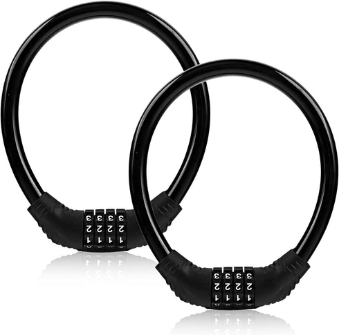 Bike Lock Cable, Bike Accessories, Bike Locks Heavy Duty Anti Theft, Combination Cable Lock for Outdoor Equipment, Black (2Ps, 1Ft, Reset Combo)...