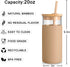 Tronco 20 oz Glass Tumbler with Lid and Straw, Reusable Iced Coffee Cup with Silicone Sleeve & Bamboo Lid, Smoothie Cup for Home, Office, for Fath...