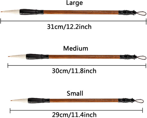 Chinese Calligraphy Brush, Writing Drawing Watercolor Ink Brushes Hubi Painting?Kanji Sumi?Wolf Bamboo Brushes Set for Professional Beginner (Whit...